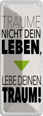 Produktbild von vianmo Blechschild 27x10 cm Leben lebe deinen Traum Spruch Zitat
