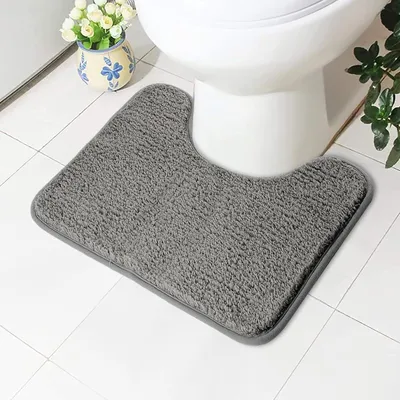 Produktbild von Saugfähige Toilettematte – Rutschfeste, extra weiche Badematte – Flauschige Toilettenteppich aus Mikrofaser – Maschinenwaschbar