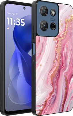 Produktbild von Smartphonica Handytasche Passend für Motorola Moto G Power 2025 / G Play 2025 mit Marmordruck - TPU Rückendeckung Fall Marmor Design - Pink