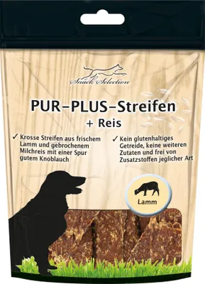 Produktbild von Schecker Pur-Plus-Streifen Lamm mit Reis 12 x 100g Mehrpack