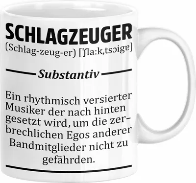 Produktbild von Schlagzeug-Spieler Geschenk Drummer Tasse Geschenkidee Spruch Schlagzeuger Definition Schlagzeuger (Weiß)