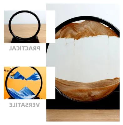 Produktbild von DIY-Bilderrahmen mit schwarzem Kunststoffzubehör und Lederband für bewegliche Sandkunst