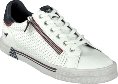 Produktbild von Mustang Herren Sneaker Schnürer Halbschuh slip on Ösen Metall Zipper 4162-303, Größe:45 EU, Farbe:Weiß