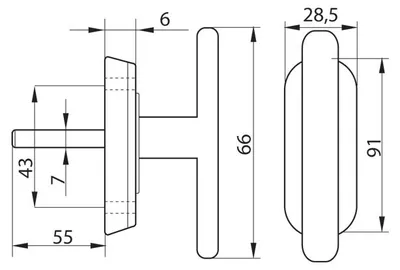Produktbild von 2-Arm Fenstergriff weiß Kunststoff mit Vierkantstift