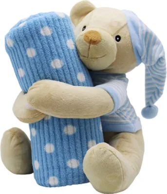 Immagine prodotto di Peluche con coperta orso blu 120x80cm