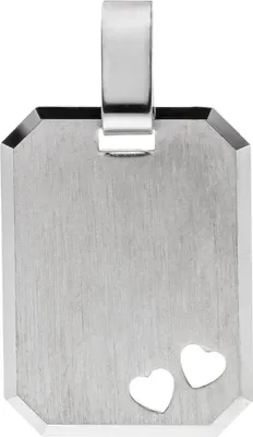 Produktbild von Anhänger Gravurplatte 2 Herzen Herzchen mattiert 925 Silber Halsschmuck