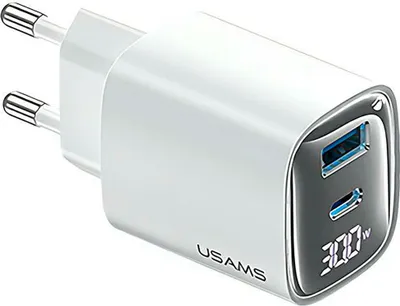 Obrázok produktu pre Usams Charging 30W GaN LED USB+USB-C CC229 white