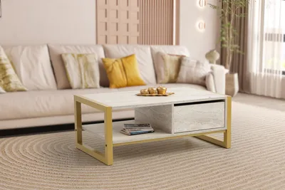 Produktbild von Skye Decor, Haldizen - Gold, Marble, Gold, Couchtisch, 105 x 40 x 55 cm, 100 % MELAMINBESCHICHTETE SPANPLATTEN