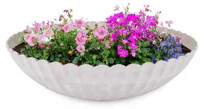 Immagine prodotto di Fioriera decorativa rotonda per esterni grigio marmorizzato 28 cm