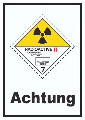 Produktbild von Schild radioaktive Stoffe Achtung Radioactive II-GELB hochkant A0 Rückseite selbstklebend