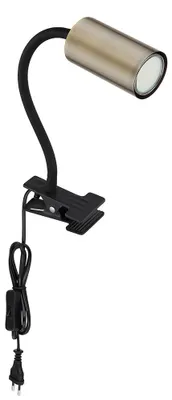Produktbild von Klemmleuchte, altmessing, flexibler Arm, schwarz, H 41,5 cm