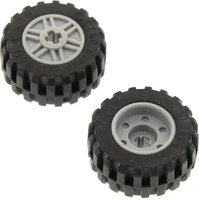 Image de 2x Lego Roue 30.4x14 noir Jante 18x14 nouveau-gris clair Trou d'axe 92402 55982c05