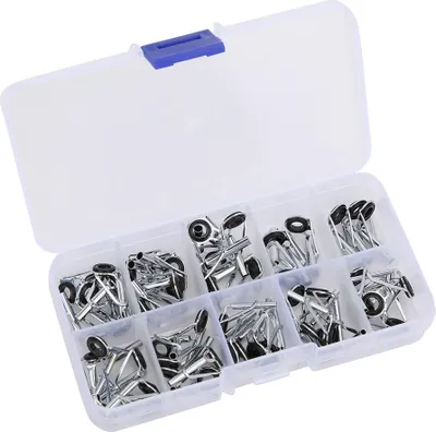 Produktbild von 54 Stück Edelstahl-Angelrutenführungen, Spitzenringe mit Aufbewahrungsbox, Angelzubehör-Set