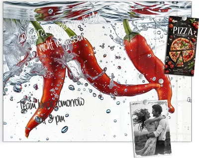 Produktbild von Magnettafel 120x90cm Pinnwand Whiteboard beschreibbar - Chilis im Wasser