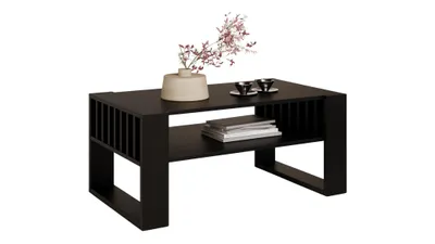 Produktbild von Couchtisch Mit Lamellen Schwarz 90x50 Wohnzimmer