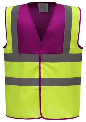 Productafbeelding van Yoko - Hoge zichtbaarheid vest voor heren/dames, uniseks model LT6098 (maat S) (aardbei/hoog zichtbaar geel)