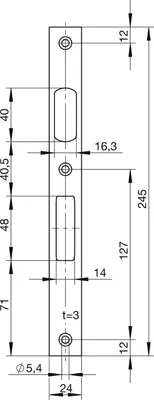 Produktbild von WILKA Schließblech flach für Rollfalle und Riegel, 245 x 24 x 3 mm, Edelstahl
