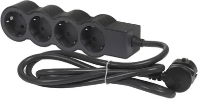 Produktbild von Legrand Flache Steckdosenleiste 4x Steckdose, 3 Meter Kabel Schwarz 694562