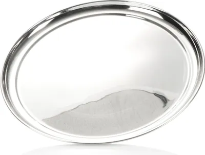 Produktbild von com-four® Servier-Tablett aus Edelstahl  - rundes Tablett - Edelstahl-Gastrotablett