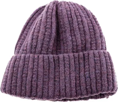 Produktbild von Strickmütze mit Flechtmuster für Uni Erwachsene und Kinder OneSize aus Viskose Lila