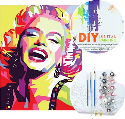 Produktbild von Malen nach Zahlen Marlyn Monroe, Frau, blond, Lächeln, pop-art | W6788