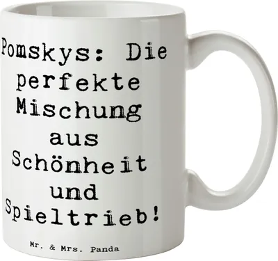 Produktbild von Mr. & Mrs. Panda Kaffeetasse Spruch Pomsky Perfektion - Weiß - Geschenk, Tasse, Keramiktasse, Hundeliebhaber, Charakter, Hunderassen Eigenschaften, Schönheit, Hunderasse
