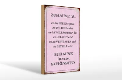 Produktbild von Holzschild Spruch 20x30cm Zuhause ist es am schönsten