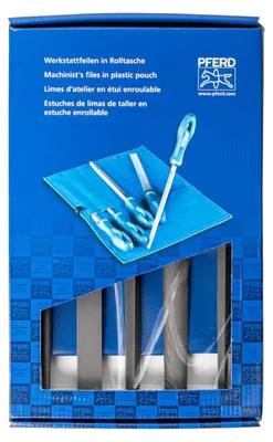 Obrázok produktu pre PFERD 11801541, Set súborov, Ploché zložky, Okrúhly pilník, Pologuľatý pilník, Štvorhranný pilník, Hliník, Oceľ, Mosadz, Bronzová, liatina, Odlievaná oceľ, Zinok, Meď, 250 mm, Nemecko
