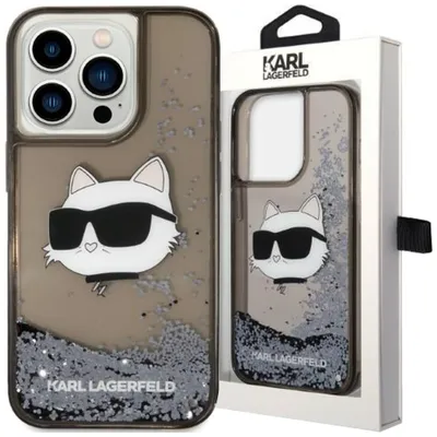 Produktbild von Karl Lagerfeld KLHCP14LLNCHCK iPhone 14 Pro 6.1  schwarz/schwarz Hardcase Glitter Choupette Head Handyhülle
