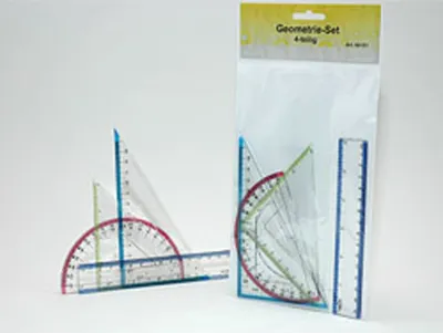 Produktbild von Geometrieset 4-tlg., Lineal 15cm