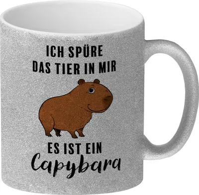 Produktbild von Ich spüre das Tier in mir – es ist ein Capybara Glitzer-Kaffeebecher