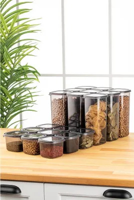 Produktbild von Hermia Concept, BNMPEGYAS18-517, Aufbewahrungsbox-Set (18-teilig), 100 % KUNSTSTOFF, Anthrazit, 10 x 10 x 9,5 cm