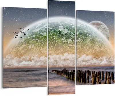 Produktbild von Bild auf Leinwand - Leinwandbild - Abstraktion Planet Erde Globus - 95x80cm - Wand Bild - Wanddeko - Leinwanddruck - Bilder - Kunstdruck - Wanddekoration - Leinwand bilder - Wandkunst - CB95x80-0353