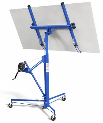 Image de Peviasot, élévateur de plaques, 68 kg, acier Q195, hauteur de travail 126–325 cm, inclinaison de 60°, rotation à 360°, système de levage sécurisé, 3 rouleaux, couleur bleue