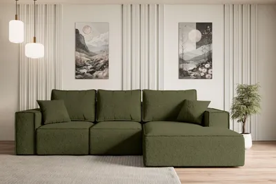 Produktbild von ALTDECOR Ecksofa mit Schlaffunktion und Bettkasten SERRA-L-S - 266x161x87 cm Grün - Corner Sofa Bett Eckcouch Couch L-Form Schlafcouch Ausziehbar Wohnlandschaft Schlafsofa Cauchsofa