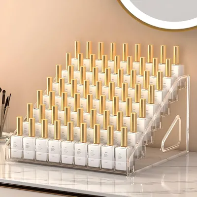 Imagen del producto de Estante de almacenamiento para esmaltes de uñas, acrílico transparente, 7 niveles, 31 x 30 x 18,5 cm, para cosméticos