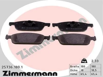 Obrázok produktu pre ZIMMERMANN Sada brzdových doštičiek, kotúčová brzda Artikel: 25736.180.1