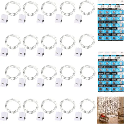 Zdjęcie produktu dla Światełka LED zasilane bateriami - 2 metry - 20 diod LED - 3 tryby - Zasilanie bateryjne - Kabel miedziany - Girlanda świetlna - Wodoodporna