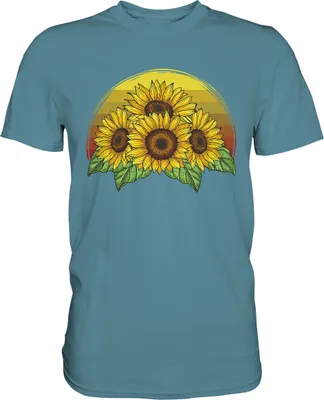Produktbild von Retro Sonnenblumen T-Shirt Gärtner Geschenk – Stone Blue / 3XL
