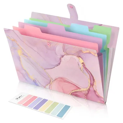 Produktbild von Ordnungsmappe A4 mit 5 Fächern, Marmorrosa, PP-Material, 32x24x0.8cm