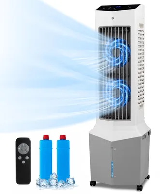 Produktbild von COSTWAY 3in1 Turmventilator mit Luftbefeuchter & Verdunstungskühler, Luftkühler mobil mit 2 Kühlakkus, 12 Geschwindigkeiten, 3 Modi & 60° Oszillation