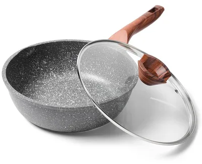 Induktionspfanne 24 cm, Antihaft, Granit, mit Deckel