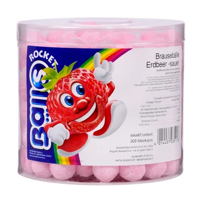 Produktbild von Rocket Balls Brausebälle Erdbeere 200 Stk. in der Dose