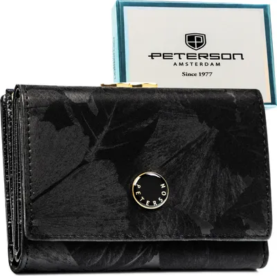 Obrázek produktu pro Peterson Dámská peněženka RFID z přírodní a ekologické kůže černá 12,5x9 cm