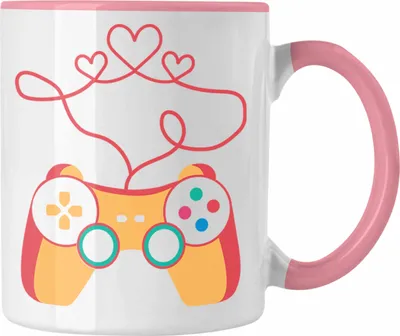 Produktbild von Trendation - Gamer Geschenk Valentinstag Geschenkidee Tasse Freund Freundin Liebe Herz (Rosa)