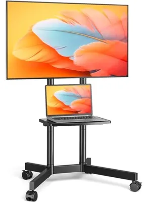 Productafbeelding van PromoHome® Verstelbare TV-standaard met wielen voor schermen van 32-70 inch, in hoogte verstelbaar, mobiele TV-wagen met opbergruimte, VESA 400x400 mm, maximaal draaggewicht 40 kg