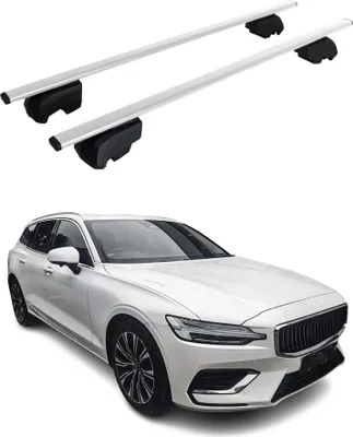 Obrázek produktu pro Příčné střešní nosiče pro Volvo V60 2018–2023, barva Fer Argent, s certifikátem ABE
