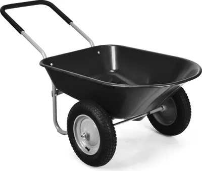 Produktbild von COSTWAY Schubkarre mit 2 Räder, Schiebkarre 100kg Tragkraft, Garten Karre Transportkarre für Garten (Schwarz)