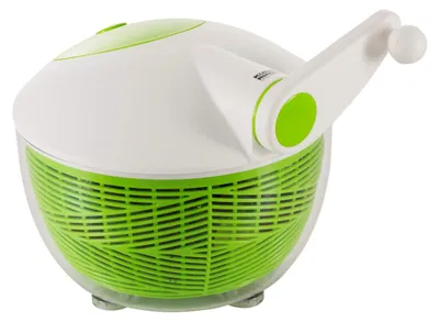 Image de Saladier à salade de 26 cm - Blanc/vert avec bouton d'arrêt