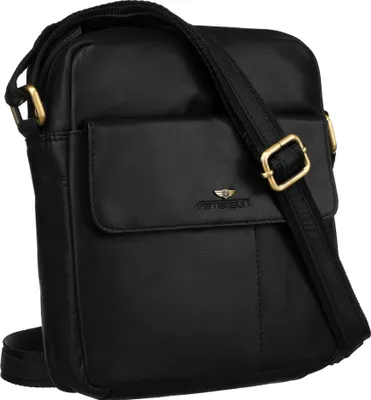 Produktbild von Peterson | Herren Leder Posttasche, für die Arbeit, in schwarz, 19x22x6 cm